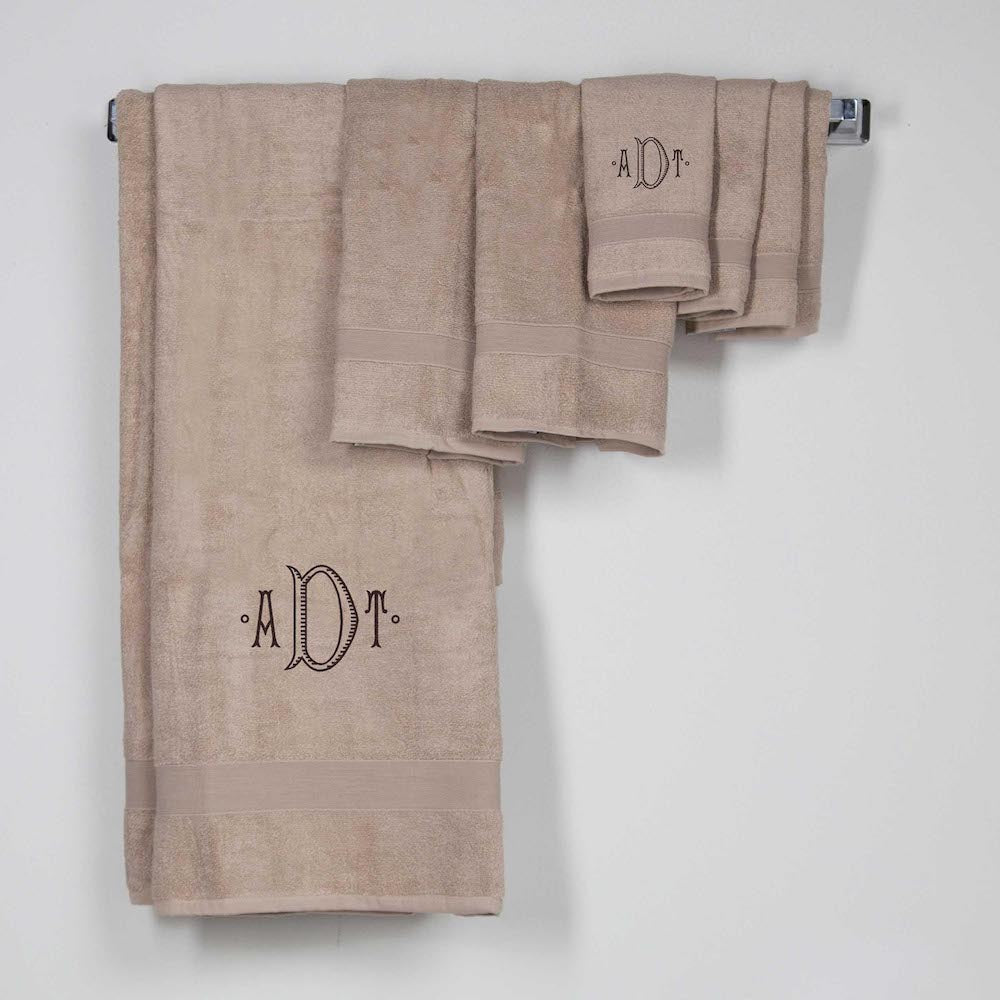 Monogram Towel Eight Piece Set {Taupe}