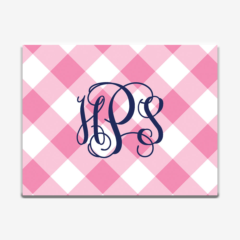 Pink Gingham Note Cards