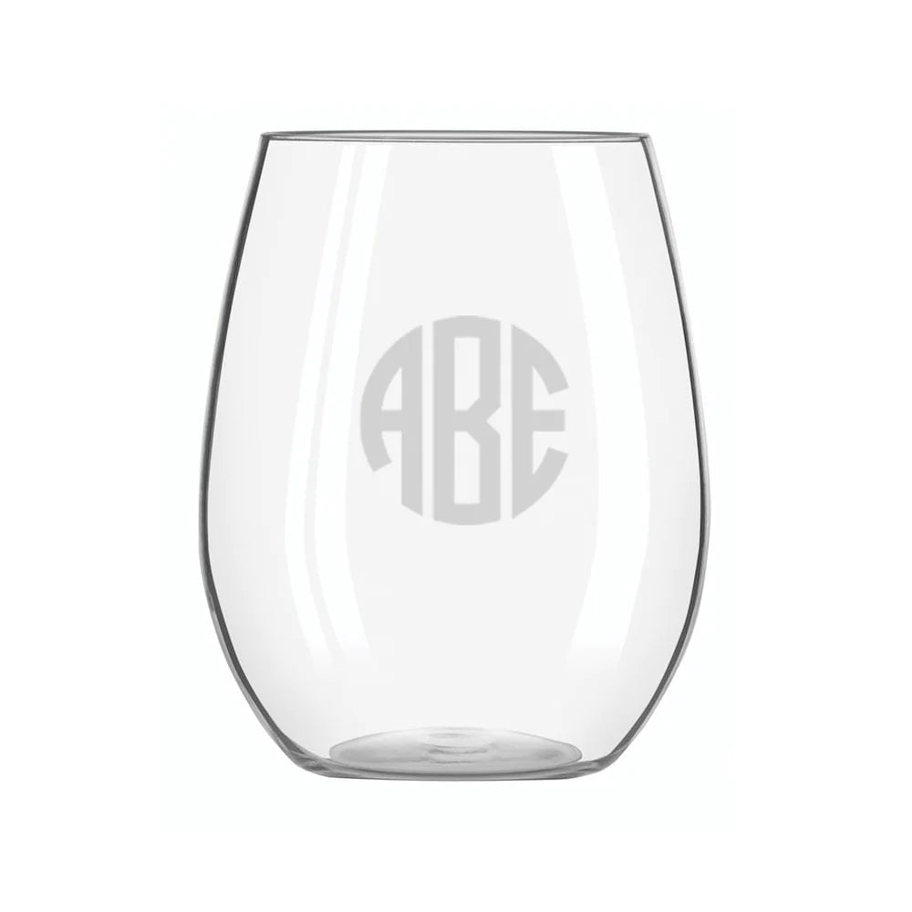 Monogrammed Acrylic Stemless Wine Glasses (Set of 4)