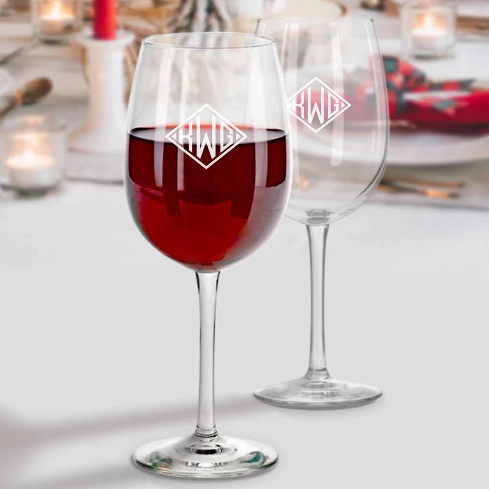 Engraved Wine Glasses - Set of Four
