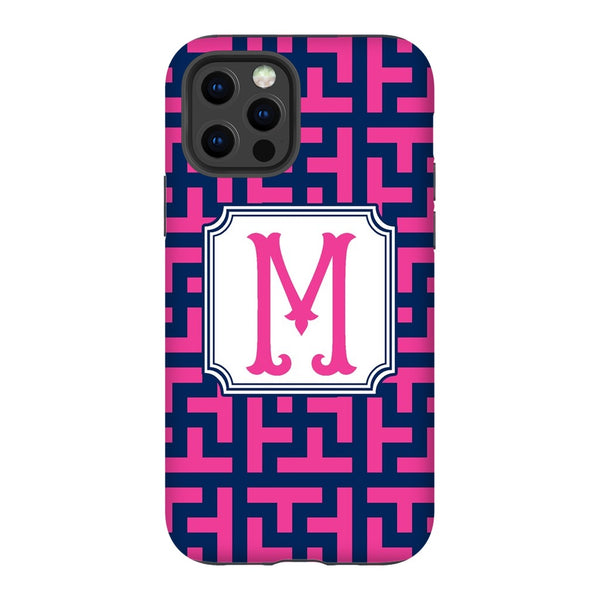 Pink & Navy Graphic Tile Phone Case