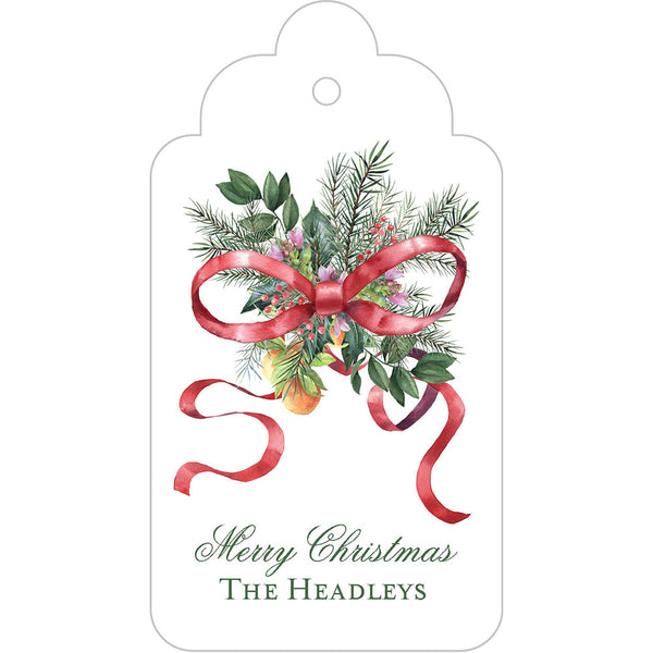 Holiday Red Bow Bouquet Gift Tags