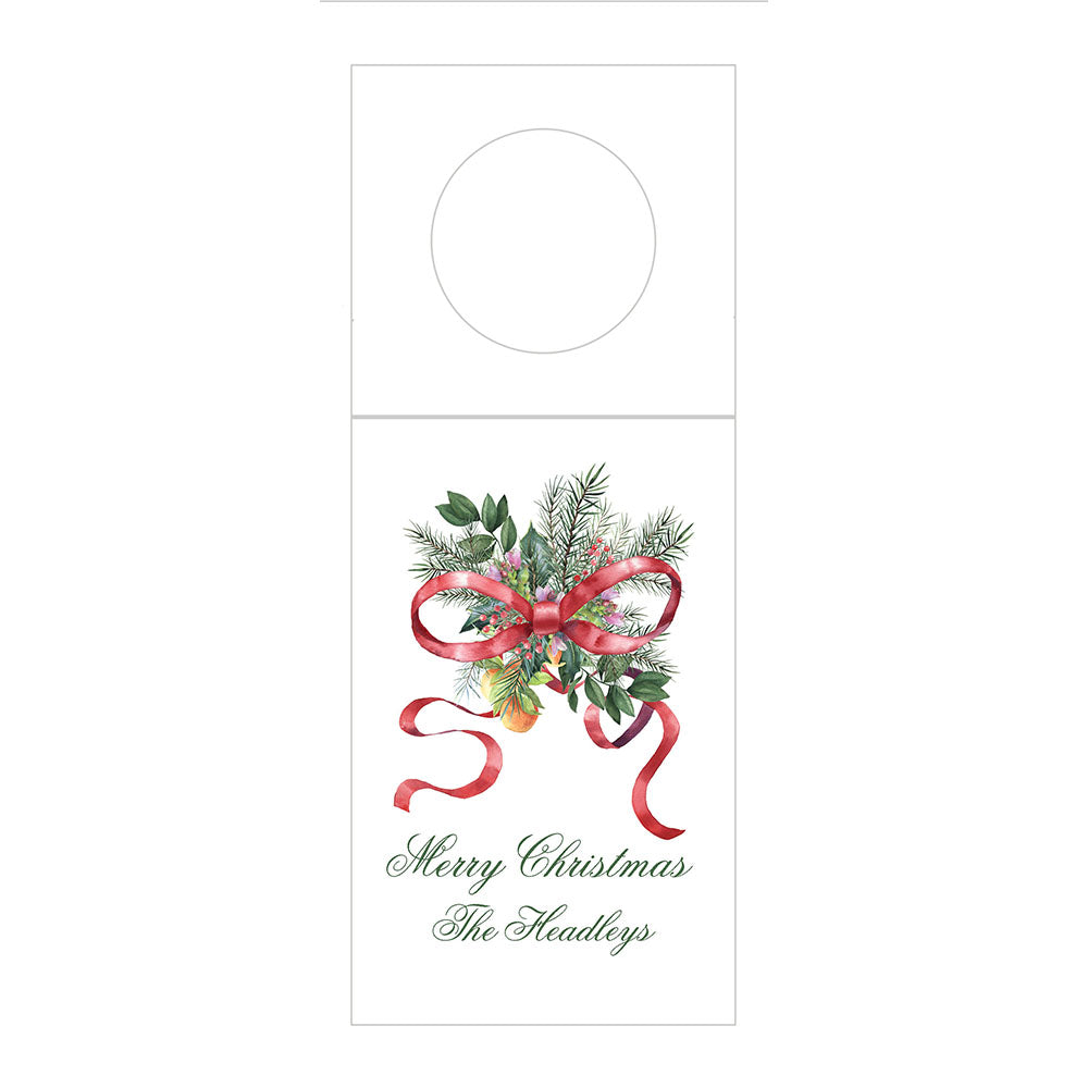 Holiday Red Bow Bouquet Bottle Tag