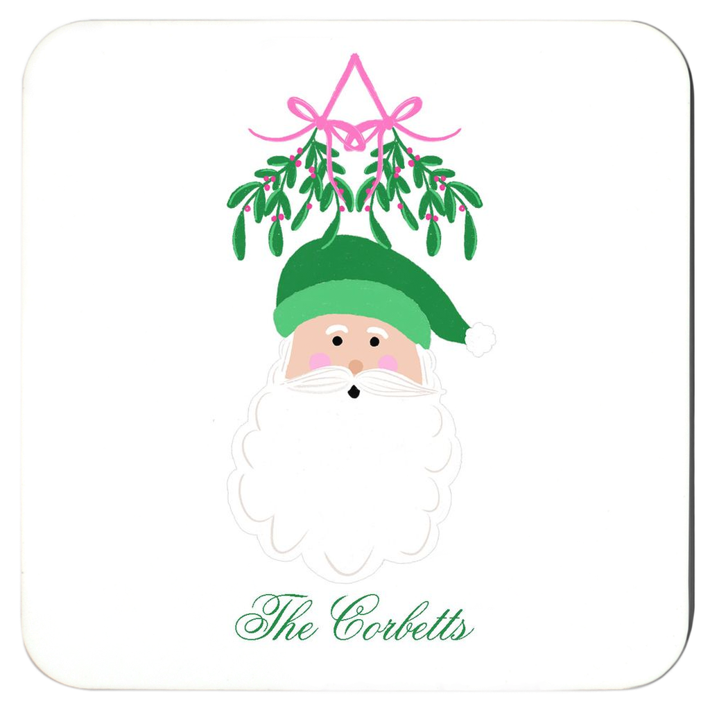 Mistletoe Santa Coaster Set