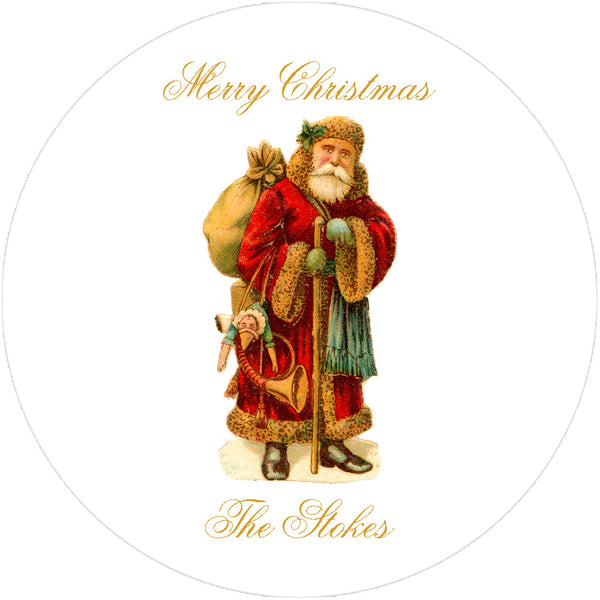 Victorian Santa Round Stickers