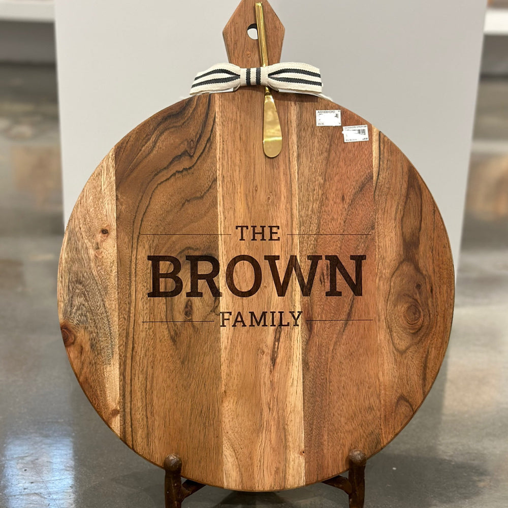 Acacia Round Heirloom Board - Choose Engraving Style