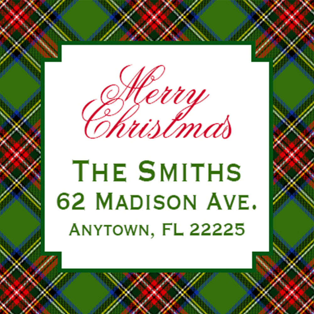 Green Plaid Address Stickers