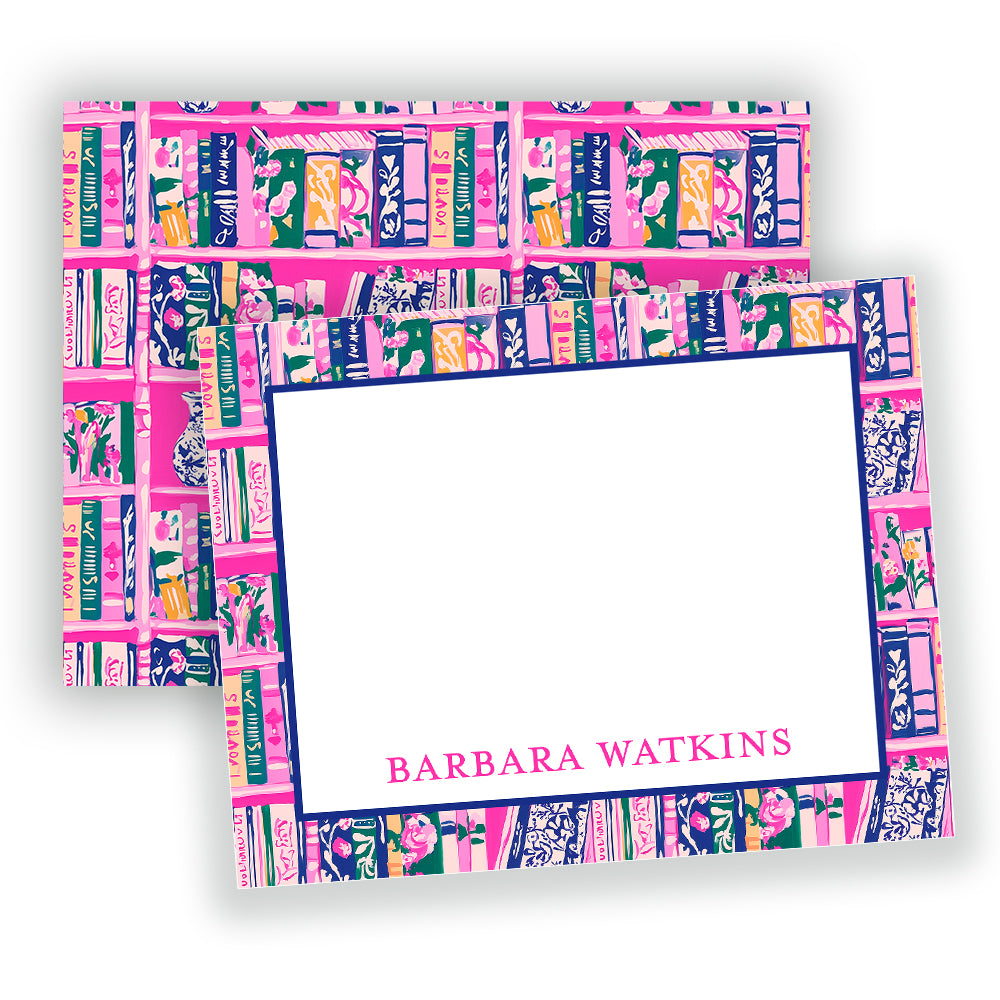 Pink Book Lovers Note Cards