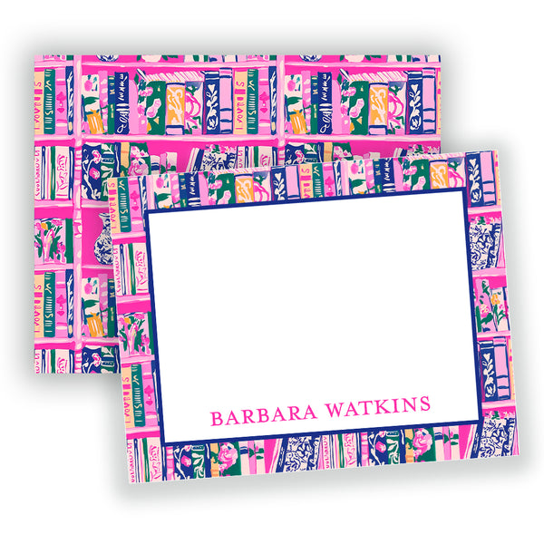 Pink Book Lovers Note Cards