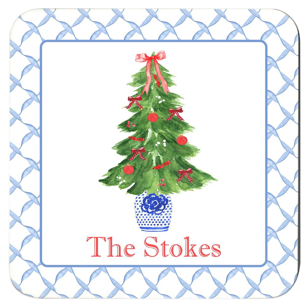 Holiday Blue Pot Coaster Set