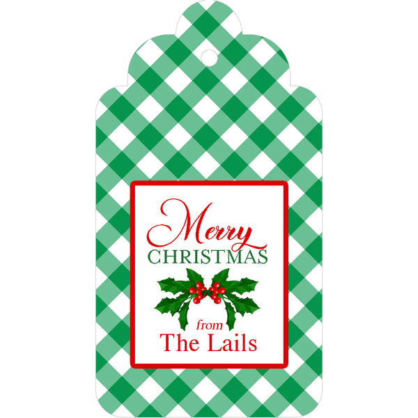 Green Gingham Holiday Gift Tags