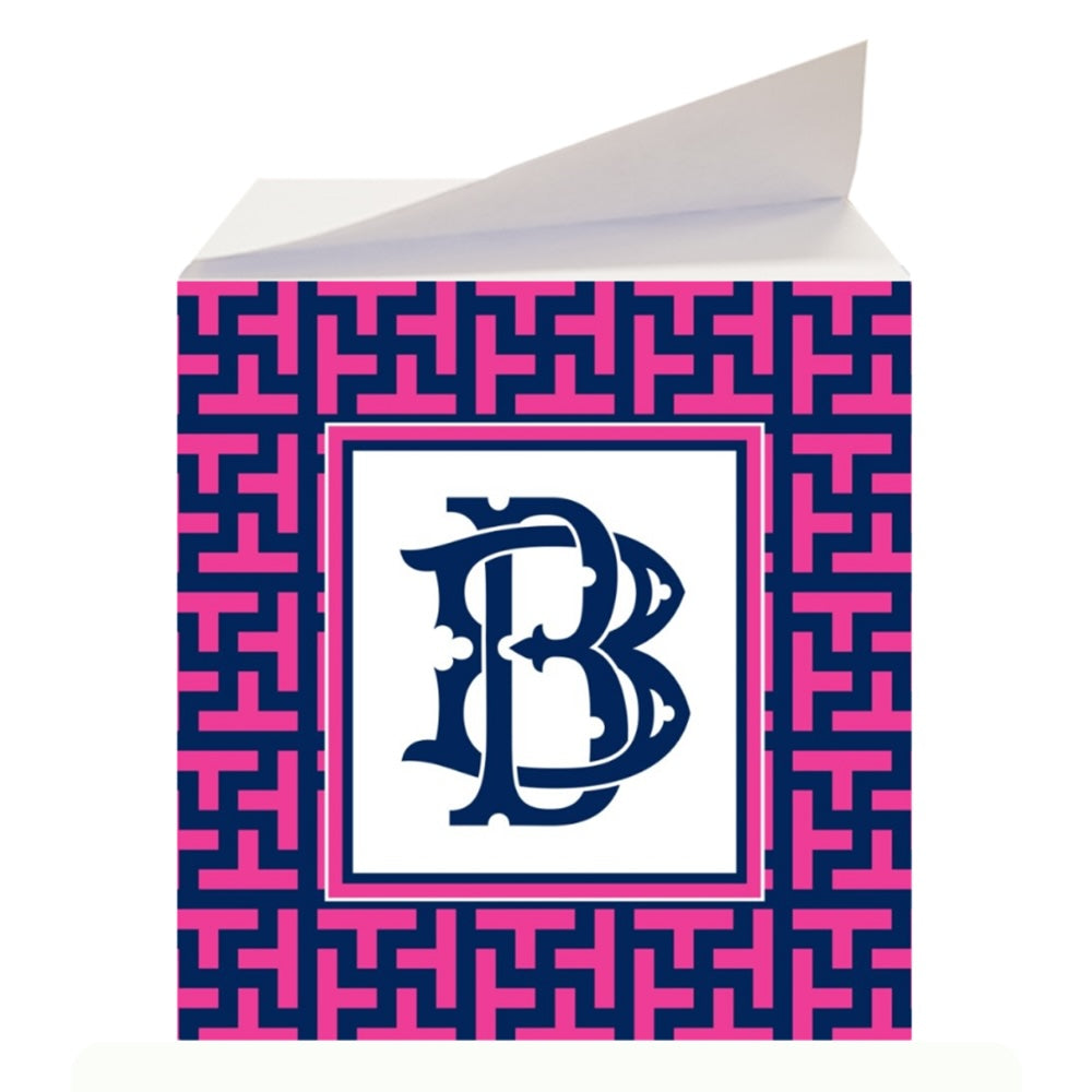 Navy/Pink Graphic Tile Sticky Memo Note Cube