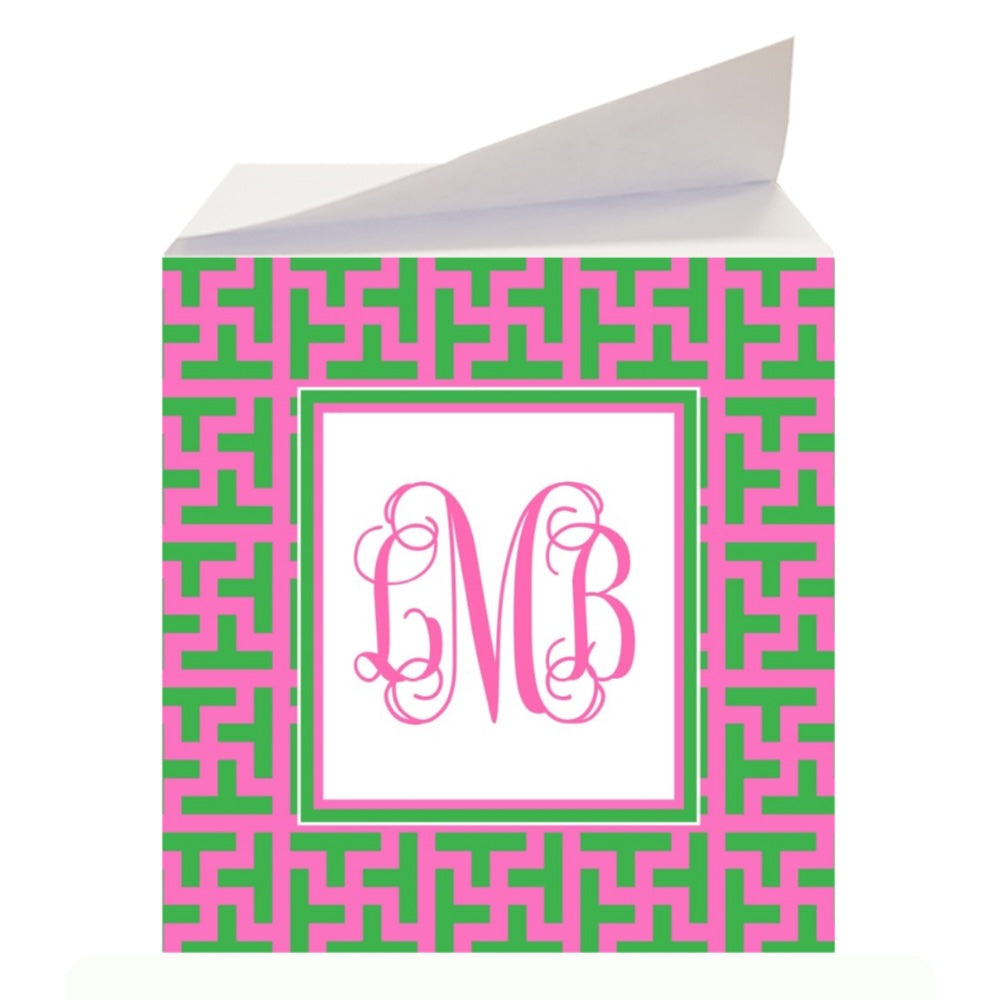 Pink/Green Graphic Tile Sticky Memo Note Cube