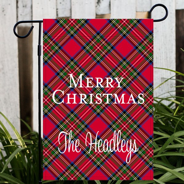 Red Christmas Plaid Garden or House Flag