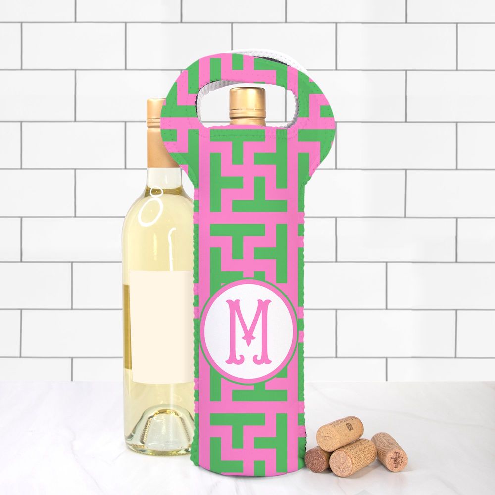 Pink & Kelly Graphic Tile Wine Tote