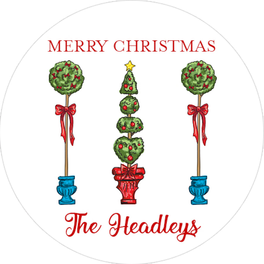 Holiday Topiary Round Stickers