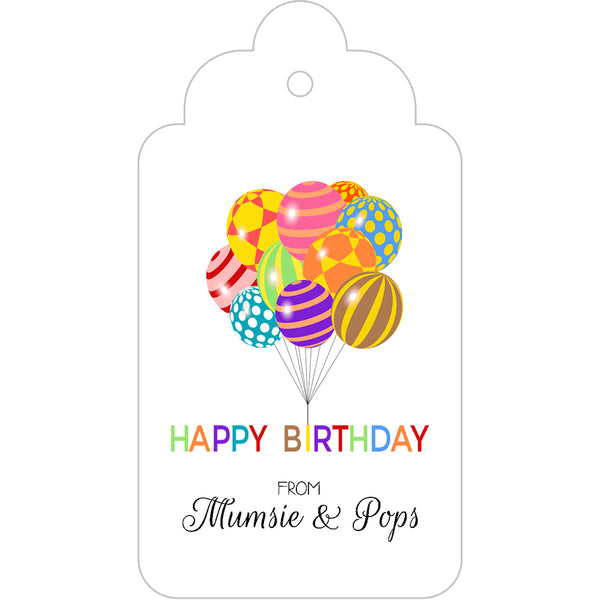 Happy Birthday Balloons Gift Tags