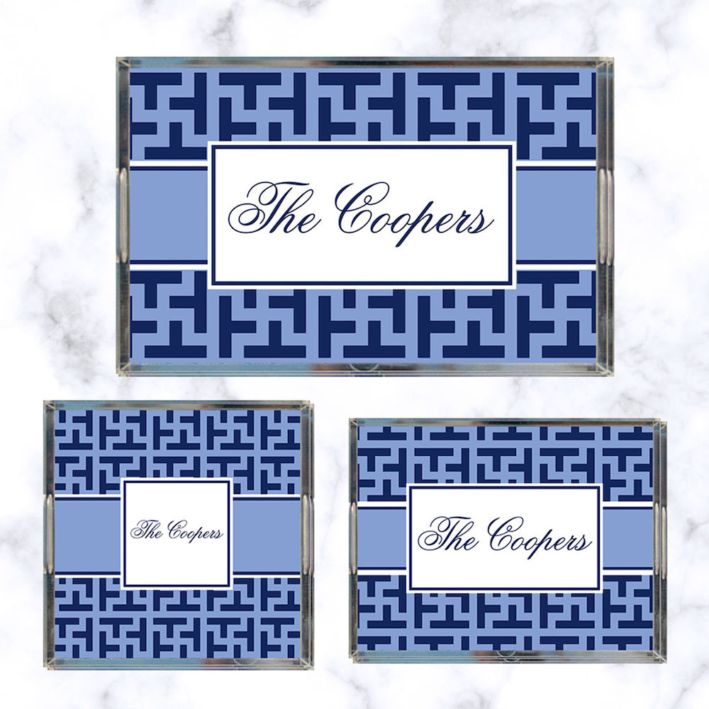 Cornflower & Navy Graphic Tile Acrylic Tray + Insert Collection