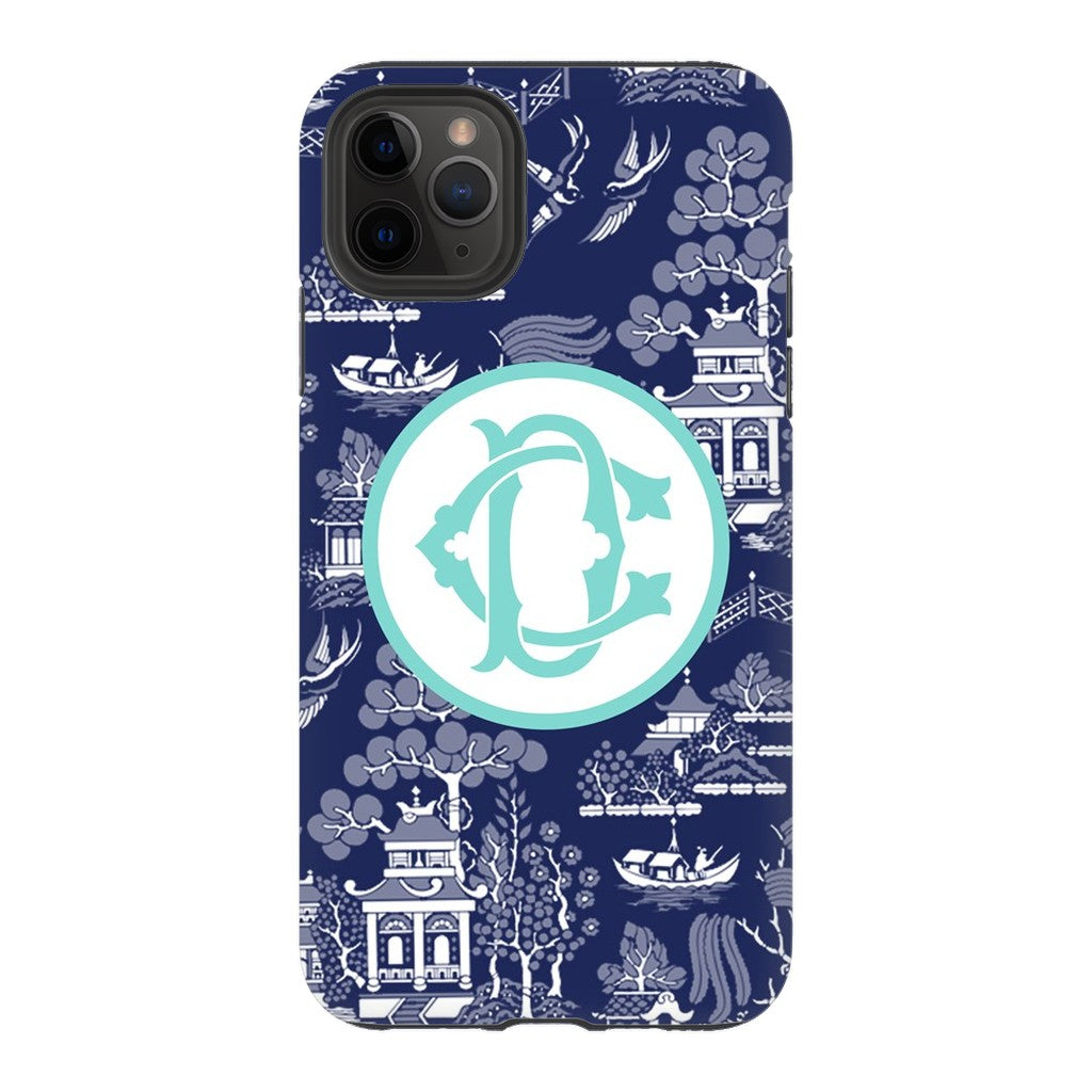 Navy Chinoiserie Phone Case - Choose Accent Color