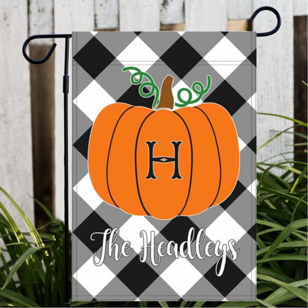 Gingham Pumpkin Garden or House Flag