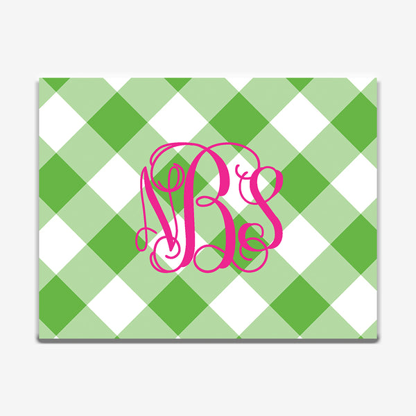 Green Gingham Note Cards