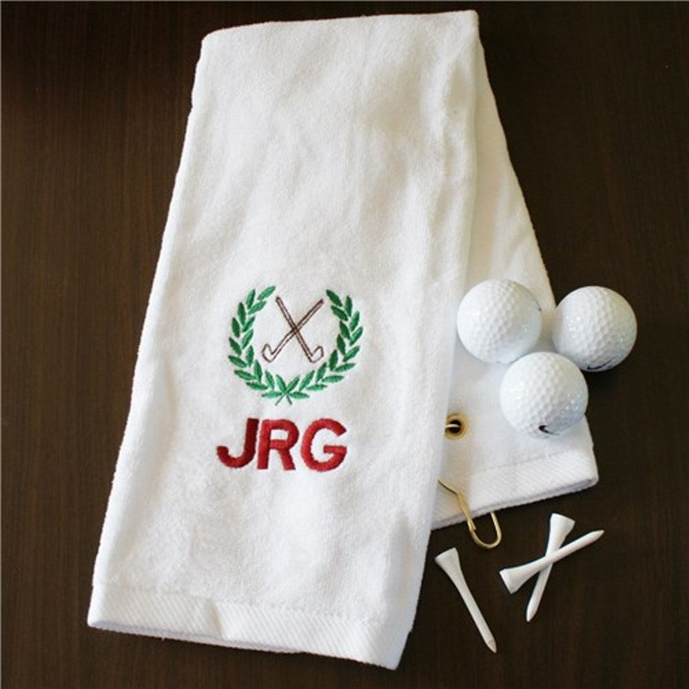 Personalized Crossed Golf Clubs Towel