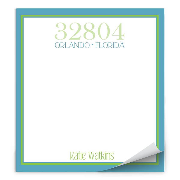 Zip Code Note Pad - Choose your colors