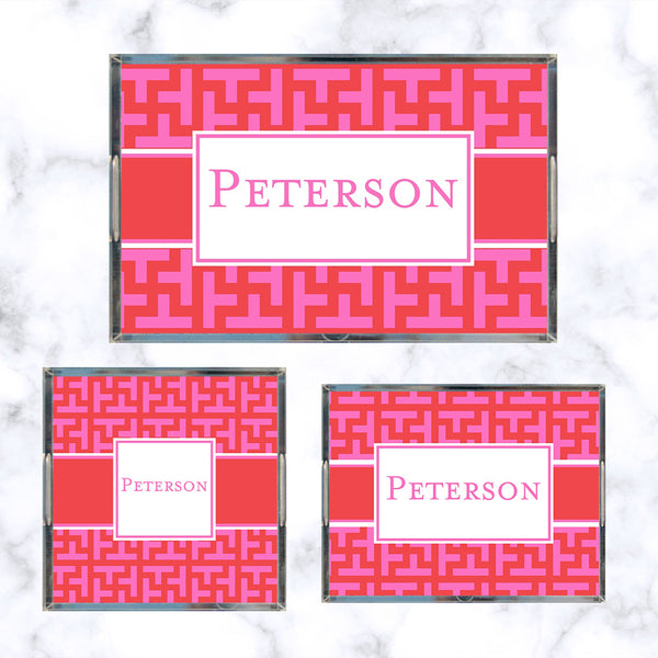 Red & Pink Graphic Tile Acrylic Tray + Insert Collection