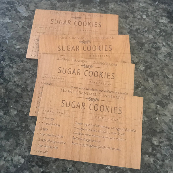 Engraved Bamboo Recipe Cards (Set of 4)
