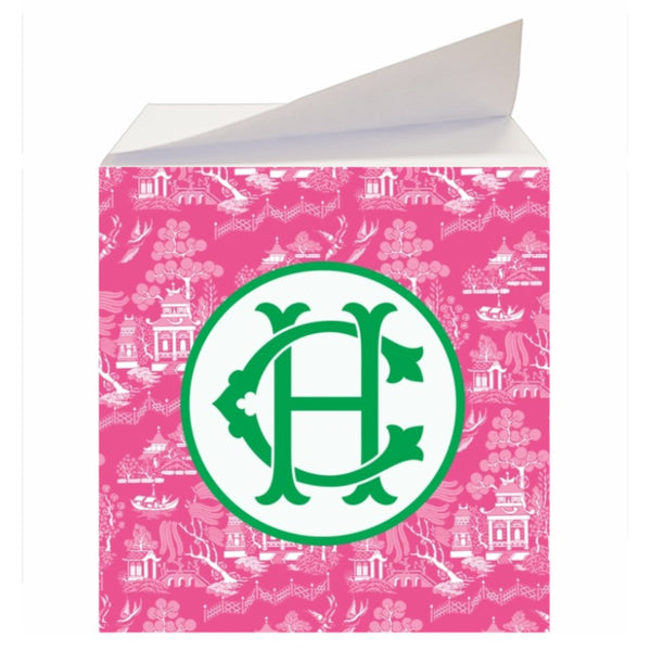 Pink Chinoiserie Sticky Memo Note Cube