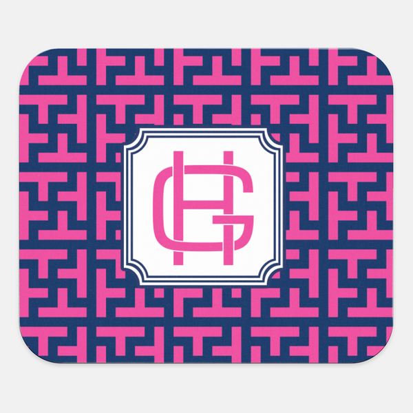Pink & Navy Graphic Tile Mouse Pad