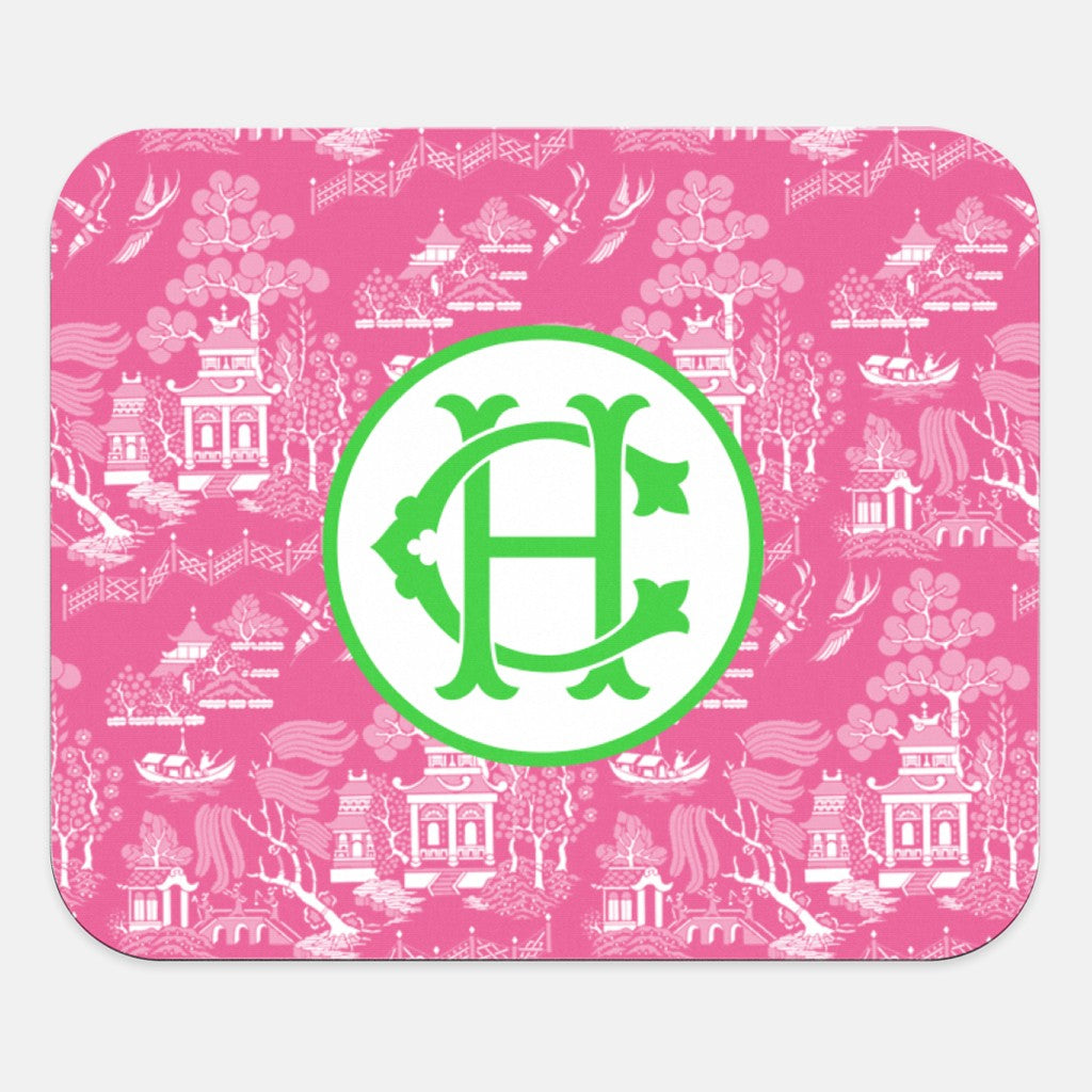 Custom Pink Chinoiserie Mouse Pad