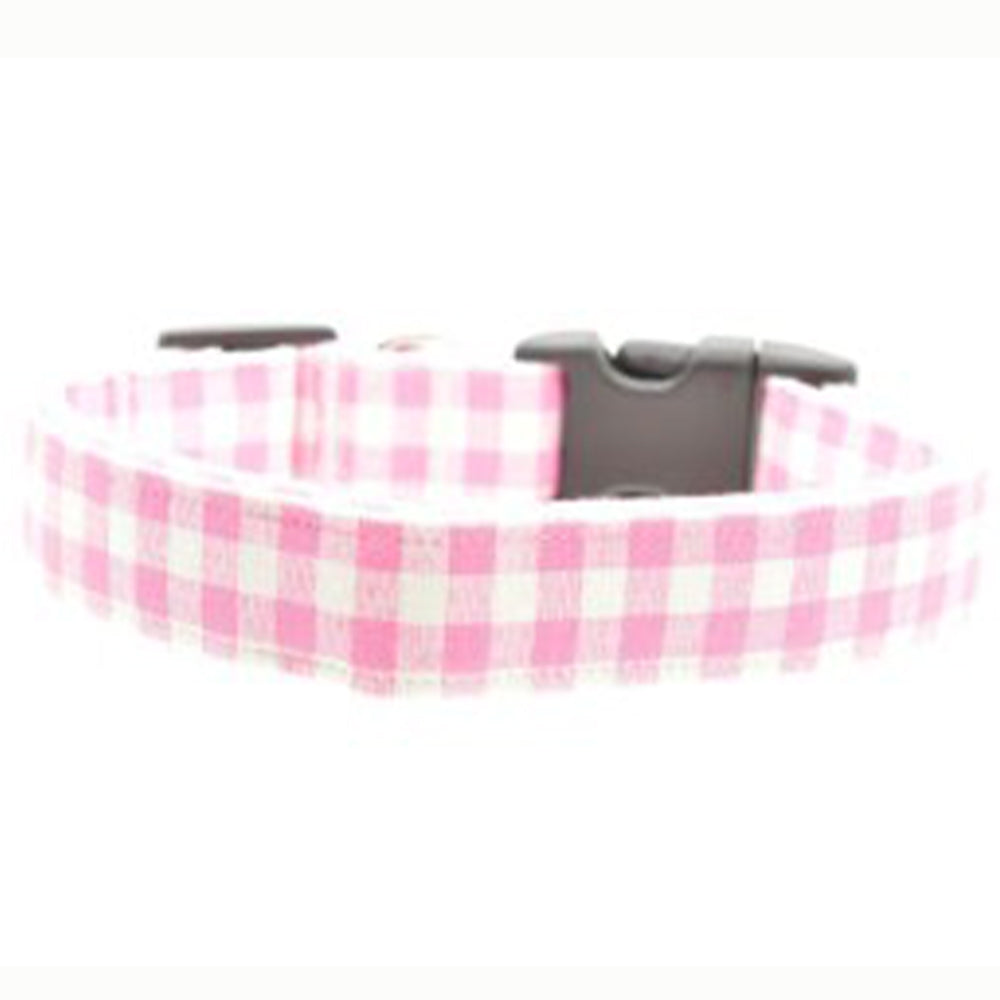 Pink Gingham Personalized Pet Collar
