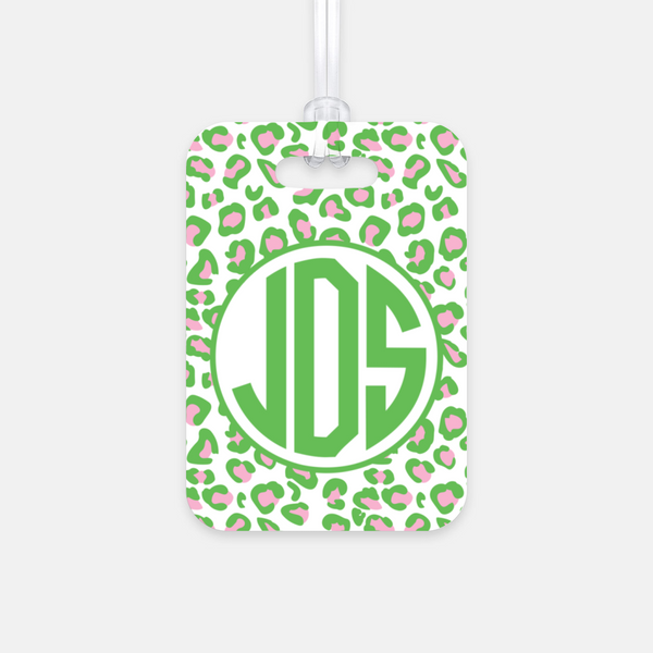 Green & Pink Leopard Luggage Tag