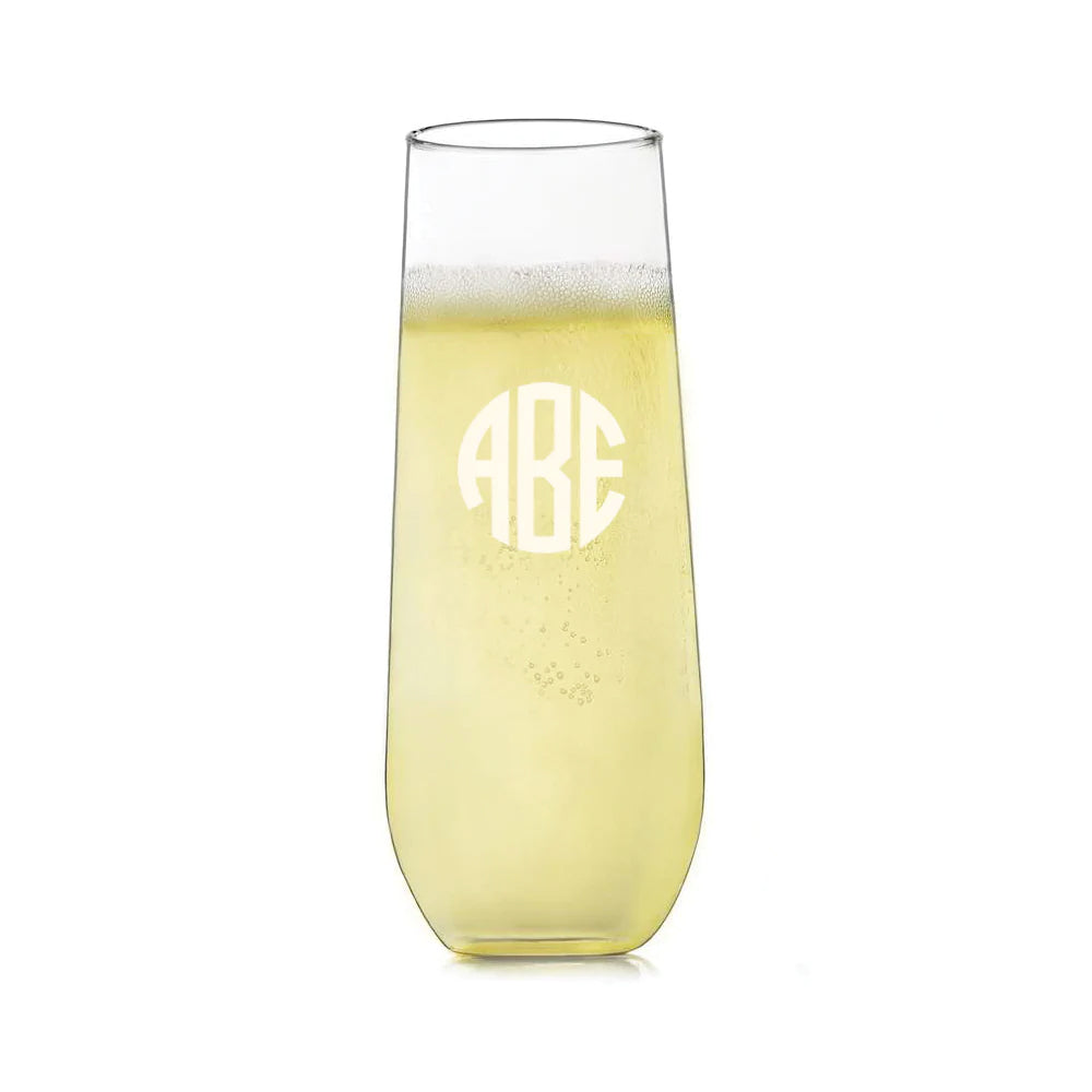 Engraved Stemless Champagne Flutes - Set of Four