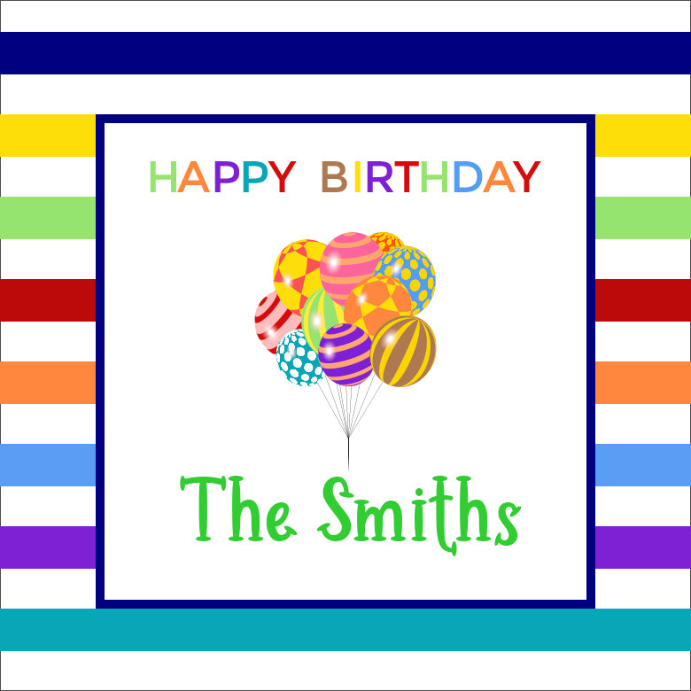 Happy Birthday Balloons Square Stickers