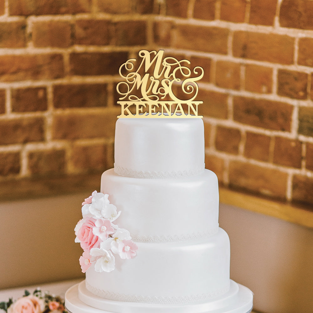 Script Mr. & Mrs. Wedding Cake Topper