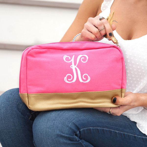 Hot Pink Metallic Cosmetic Bag