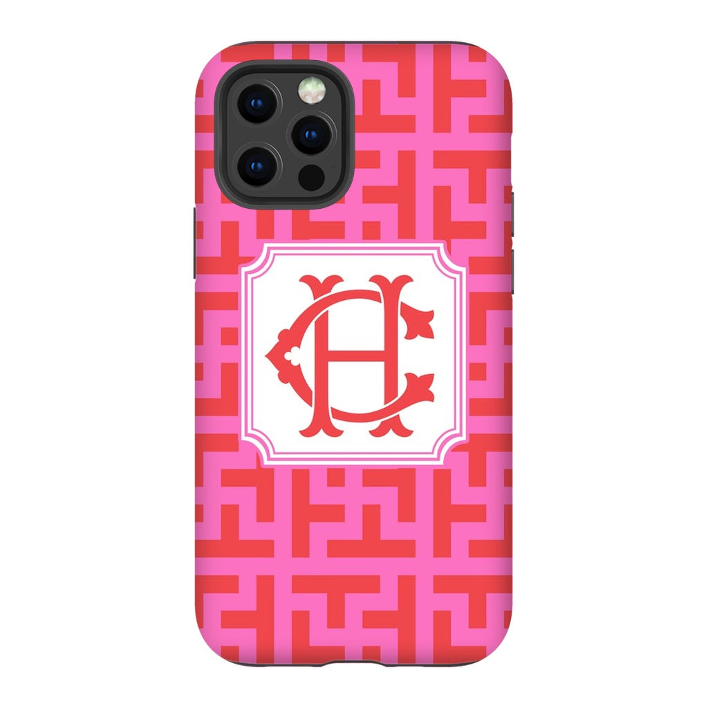 Red & Pink Graphic Tile Phone Case