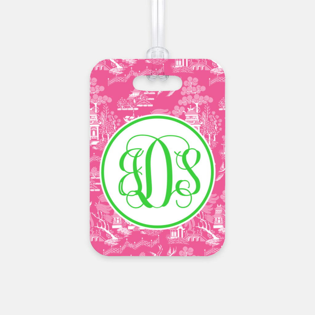 Pink Chinoiserie Luggage Tag