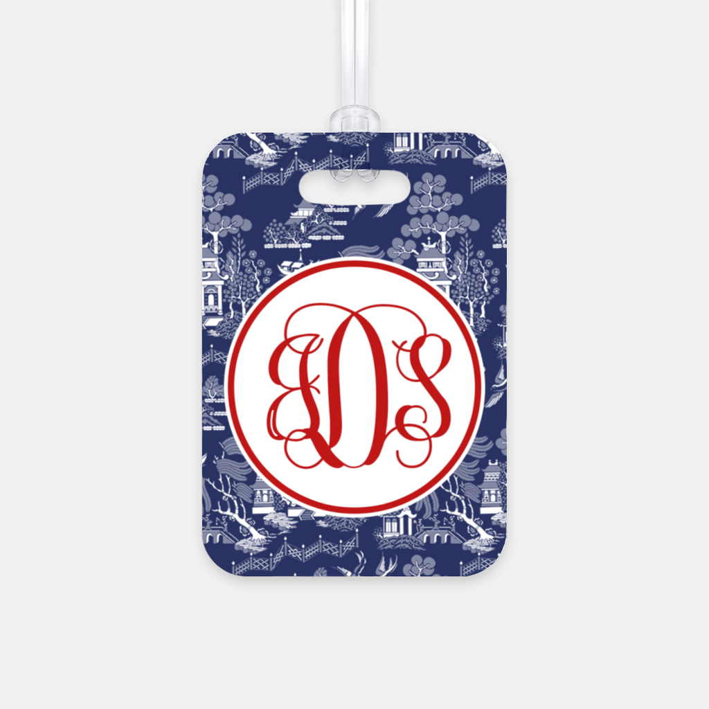 Navy Chinoiserie Luggage Tag